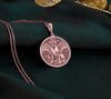 Rose Gold Plated Boxer Angel Pendant with memorial design. Warm-toned working dog breed medallion with detailed wings, halo and distinctive features. Rainbow bridge jewelry celebrating eternal love and connection, perfect for grieving dog parents.