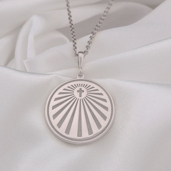 Cross Sacred Emblem Necklace - 14K Gold Handcrafted Talisman, Personalized Redemption Amulet, Eternal Faith Symbol, Christian Heritage Gift
