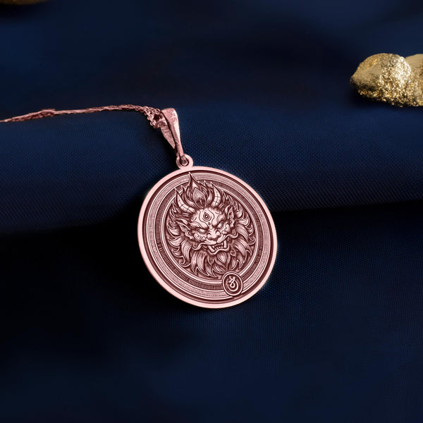 Asura rose gold necklace, Hindu Asura rose gold pendant, Asura mythology rose gold necklace, Rose gold Asura demon necklace, Asura warrior rose gold pendant, Rose gold Asura charm necklace, Mythical Asura rose gold jewelry,