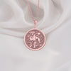 Rose Gold Plated Boxer Dog Medallion featuring noble guardian with moon and natural elements. Elegant pet portrait jewelry with detailed muscular body and distinctive face. Warm-toned working breed talisman, perfect gift for Boxer lovers.