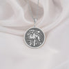 925 Sterling Silver Boxer Dog Medallion showcasing noble guardian with moon and natural background. Detailed working breed coin pendant with distinctive face and powerful stance. Premium pet jewelry symbolizing protection and playful loyalty.