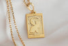 14K Solid Gold The Moon Tarot Card Necklace, Tarot Reading Rectangle Charm, Dainty Tarot Moon Charm, The Moon Necklace