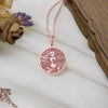 Rose gold plated Lilith necklace pendant, a symbol of strength and feminine mystique. This delicate charm suits layering, offering a unique touch for daily wear. Perfect as a gift, blending elegance with Lilith’s empowering mythology.