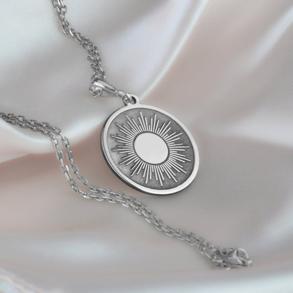 14K Solid Gold Sun Charm Necklace, The Sun Jewelery, Dainty Silver Sun Charm Necklace, Gold Sun Necklace, Personalized The Sun Necklace