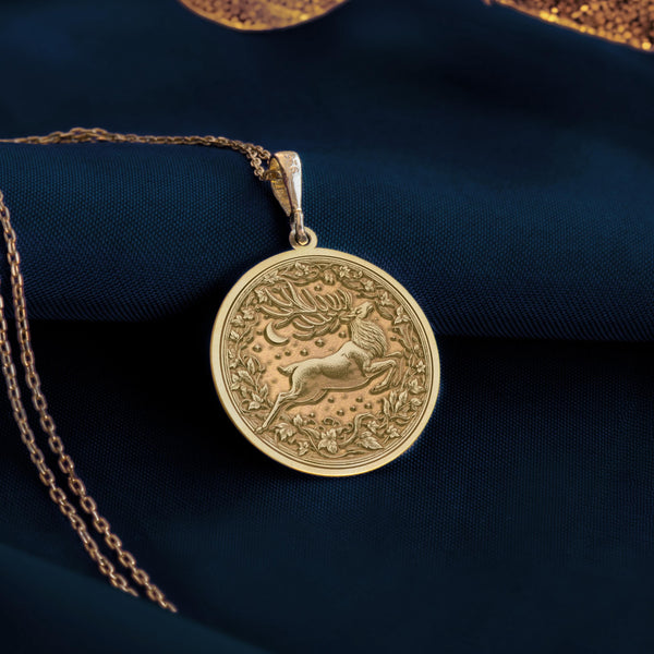dainty Gold Deer Pendant necklace - Elegant design inspired by nature, symbolizing forest vitality. Perfect gift for Christmas or special occasions, representing love, grace, and resilience. Deer jewelry elegant