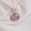 Unique Rose Gold Plated Icarus pendant, featuring an artistic Greek mythology medallion. A stunning rose gold celestial charm, blending elegance and storytelling.