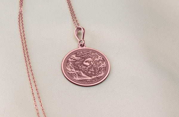 Zeus 14K Solid Gold Charm Necklace,Thunder God Charm Pendant, Zeus Lightning Necklace, King of the Gods , Greek God Zeus Necklace,