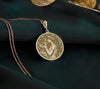 14K Gold Plated Hygieia necklace engraved with the goddess of wellness, symbolizing healing, balance, and ancient spiritual protection.