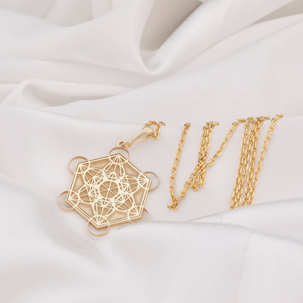 Yellow gold portection metatron pendant,Divine Protection amulet gold Geometric Pendant,Mystical Jewelry,Energy Healing Necklace,Meditation Jewelry,real gold Symbol of Unity and ConnectionEnergy Alignment NecklaceSacred Geometry Pattern