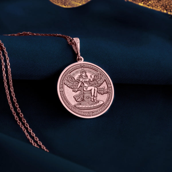 Rose Gold Buné Sigil Pendant: An elegant talisman showcasing the Goetic seal of Duchess Bune (Bim), perfect for attracting success and abundance.