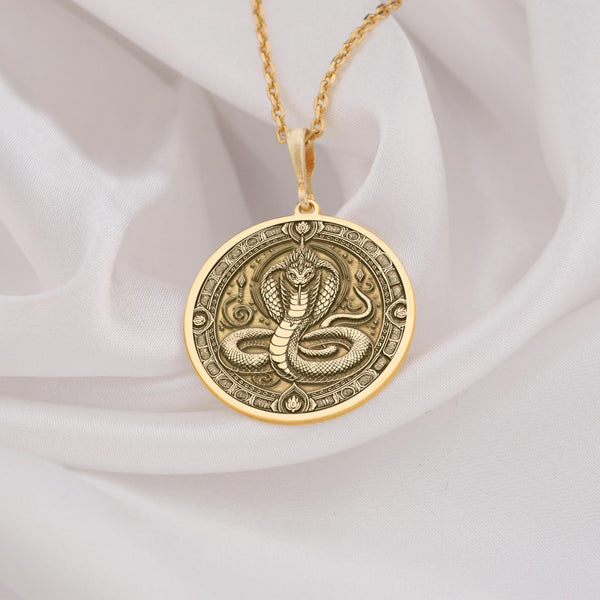 14K Solid Gold Naga Snake Necklace, Powerful Serpent Guardian Amulet, Ancient Hindu Cobra Pendant Symbolizing Strength, Protection & Transformation, Handmade Mythological Talisman, Spiritual Jewelry for Men & Women, Artisan-Crafted Sacred Snake Necklace, Mystical Reptile Charm, Unique Gift for Mythology Lovers, Divine Hindu Serpent Totem, Enchanted Cobra Medallion for Energy & Wisdom