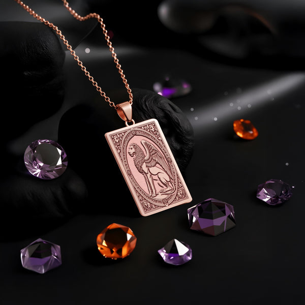 Venice Lion Tarot Pendant: 14K Gold Personalized St Mark Necklace - View 5