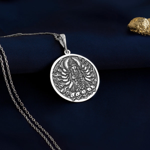 Silver Kali pendant necklaceSterling silver Kali necklaceKali goddess silver pendantHindu goddess Kali pendant silverSterling silver Kali charmKali jewelry in silverSilver Kali medallion necklace