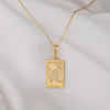 14K Solid Gold The Moon Tarot Card Necklace, Tarot Reading Rectangle Charm, Gold Tarot The Moon Pendant , Gold Tarot The Moon Necklace