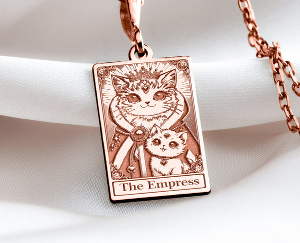 rose Gold The empress tarot card charm necklace