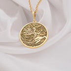 Solid gold Virgo pendant, a luxurious and meaningful statement jewelry piece for astrology fans.