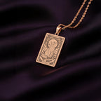 A custom rose gold plated Cat Lover tarot necklace. This piece is a perfect gift, honoring the graceful and loving Turkish Angora.