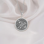 925 Sterling Silver Chinese Tiger pendant, with flowing celestial details. A spiritual silver zodiac necklace representing the Year of the Tiger.