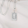 14K Solid Gold Justice Tarot Card Necklace, Tarot Reading Rectangle Charm, Dainty Justice Tarot Necklace, Silver Justice Tarot Necklace