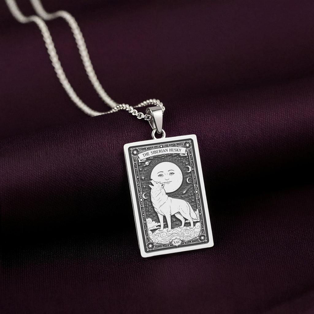 A striking 925 sterling silver Siberian Husky charm. The art shows the celestial "wolf dog," a meaningful piece of jewelry for a pet owner.