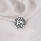 French Bulldog Spirit Animal Pendant Necklaces 925 925 Sterling Silver dog outline with scrollwork circular pendant necklace