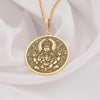 Solid gold Parvati dainty pendant necklace, parvati coin pendant necklace with a round medallion design, embodying the divine strength and love of the goddess. This amulet serves as a powerful talisman for spiritual protection,statement charm.