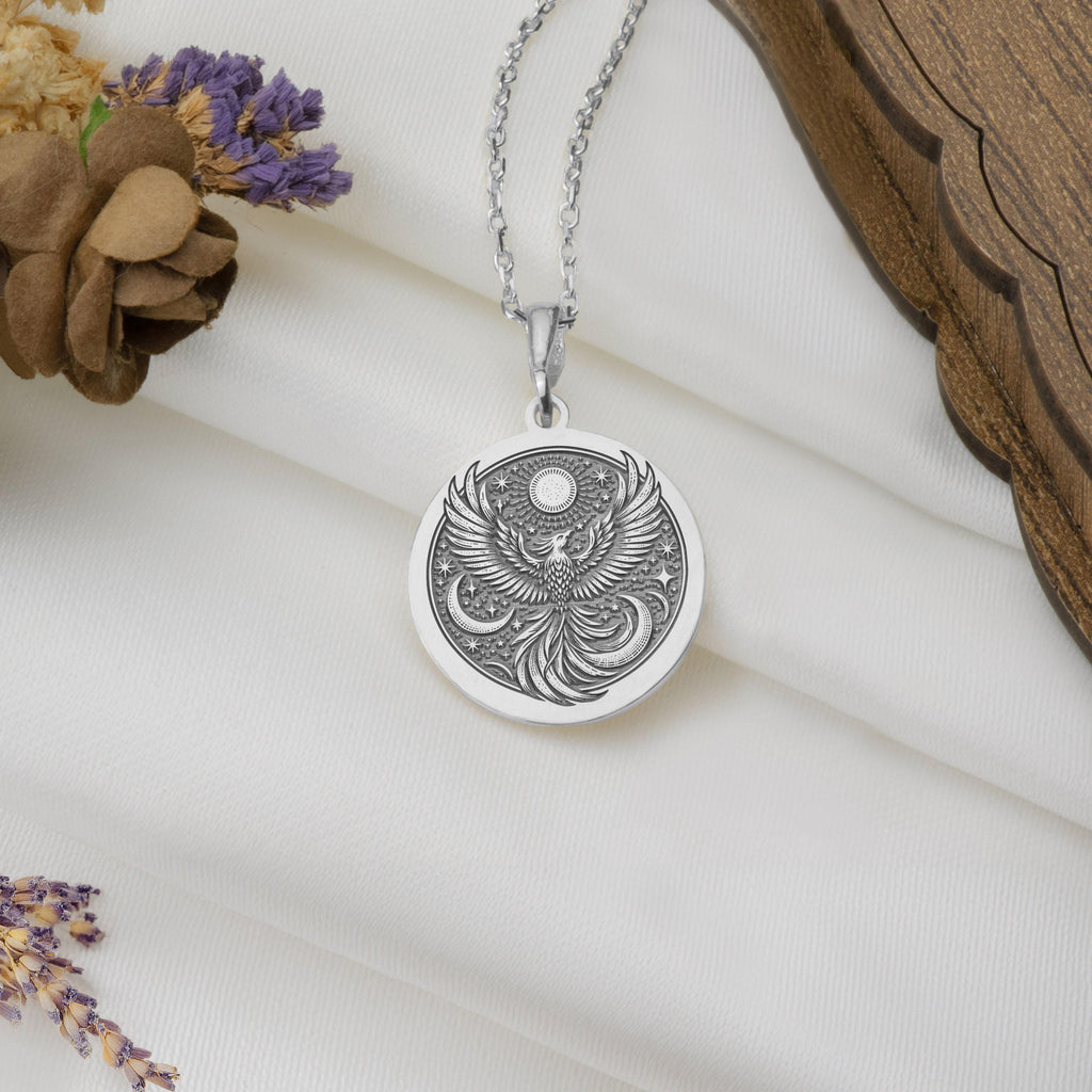 Firebird Mythical Phoenix Pendant Necklaces 925 925 Sterling Silver sterling silver eagle with wings pendant necklace