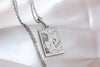14K Solid Gold Lovers Tarot Card Necklace, Tarot Reading Rectangle Charm, Silver Tarot Lovers Pendant, Silver Tarot Lovers Necklace