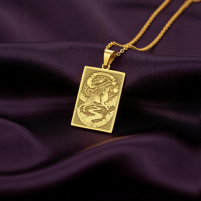 A polished 14K solid gold Portuguese Water Dog medallion. This fine pet jewelry represents the breed's joyful spirit, making it a perfect PWD lover gift.