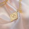 14K Solid Gold Evil Eye Horus Necklace, Silver Evil Eye Charm , Evil Eye Gold Pendant, Silver Horus Necklace, Diamond Shaped Evil Eye Horus