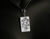 The Fool tarot card necklace silver necklace featuring , ideal for those seeking a protection necklace or friendship charm. This engraved charm is perfect for layering as a lightweight, minimalist necklace, adding elegance and mystery to any look.