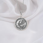 Silver Phoenix Necklace, Phoenix Pendant Silver, Rebirth Symbol Jewelry, Phoenix Rising Charm, Sterling Silver Phoenix, Spiritual Phoenix Jewelry, Mythical Bird Pendant, Silver Phoenix Amulet, Phoenix Medallion, Sacred Phoenix Necklace, Phoenix Totem