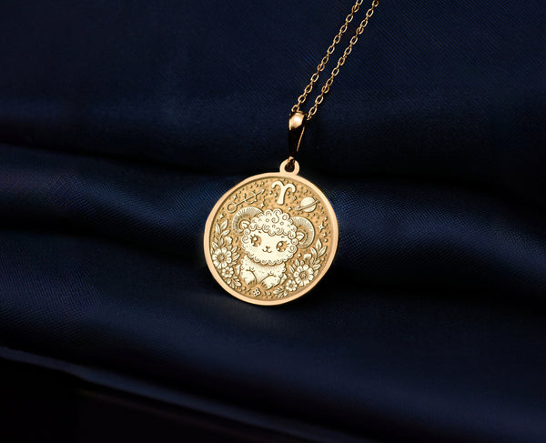 14K Solid Gold Aries Zodiac Necklace, Aries Charm, Silver Aries Charm Gift, Gold Aries Charm Women, Zodiac Charm gift, Horoscope Charm