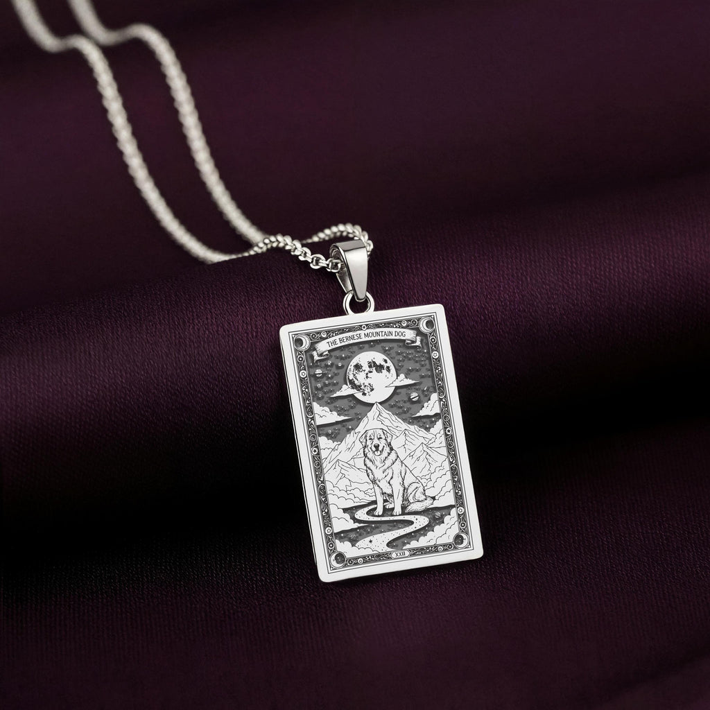 A striking 925 sterling silver Bernese Mountain Dog charm. The art shows the noble guardian, a meaningful piece of celestial jewelry for a pet owner.