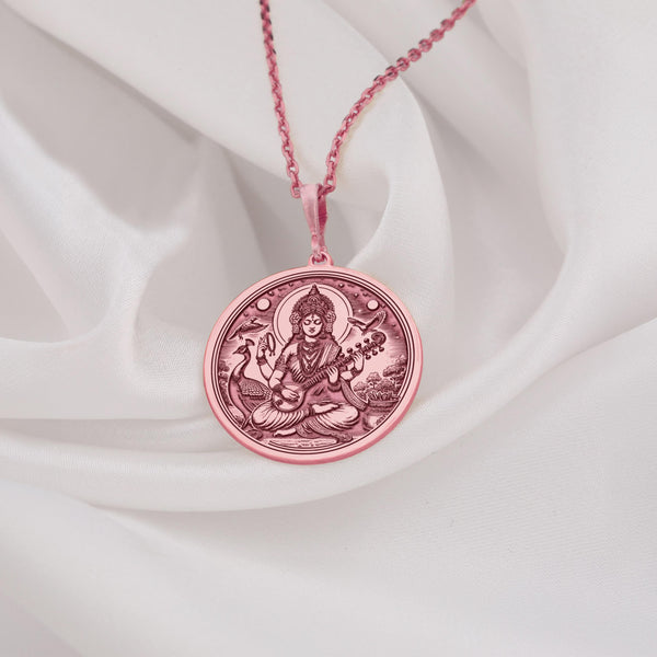 Saraswati rose gold necklaceRose gold Saraswati pendantSaraswati charm necklaceSaraswati rose gold jewelryGoddess Saraswati pendantSaraswati rose gold charmRose gold Saraswati necklaceSaraswati goddess jewelryHindu rose gold pendant