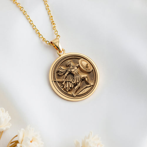 Achilles Greek Hero Coin Pendant | Silver & Plated Options - Ancient Mythology Protection Talisman