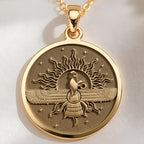 Ahura Mazda Faravahar Pendant Pendants 14K 14K Gold Plated winged figure sunburst pendant necklace
