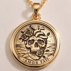 Amor Fati Latin Quote Charm Necklace | 14K Gold & Silver Options - Stoic Philosophy Gift - Image 2