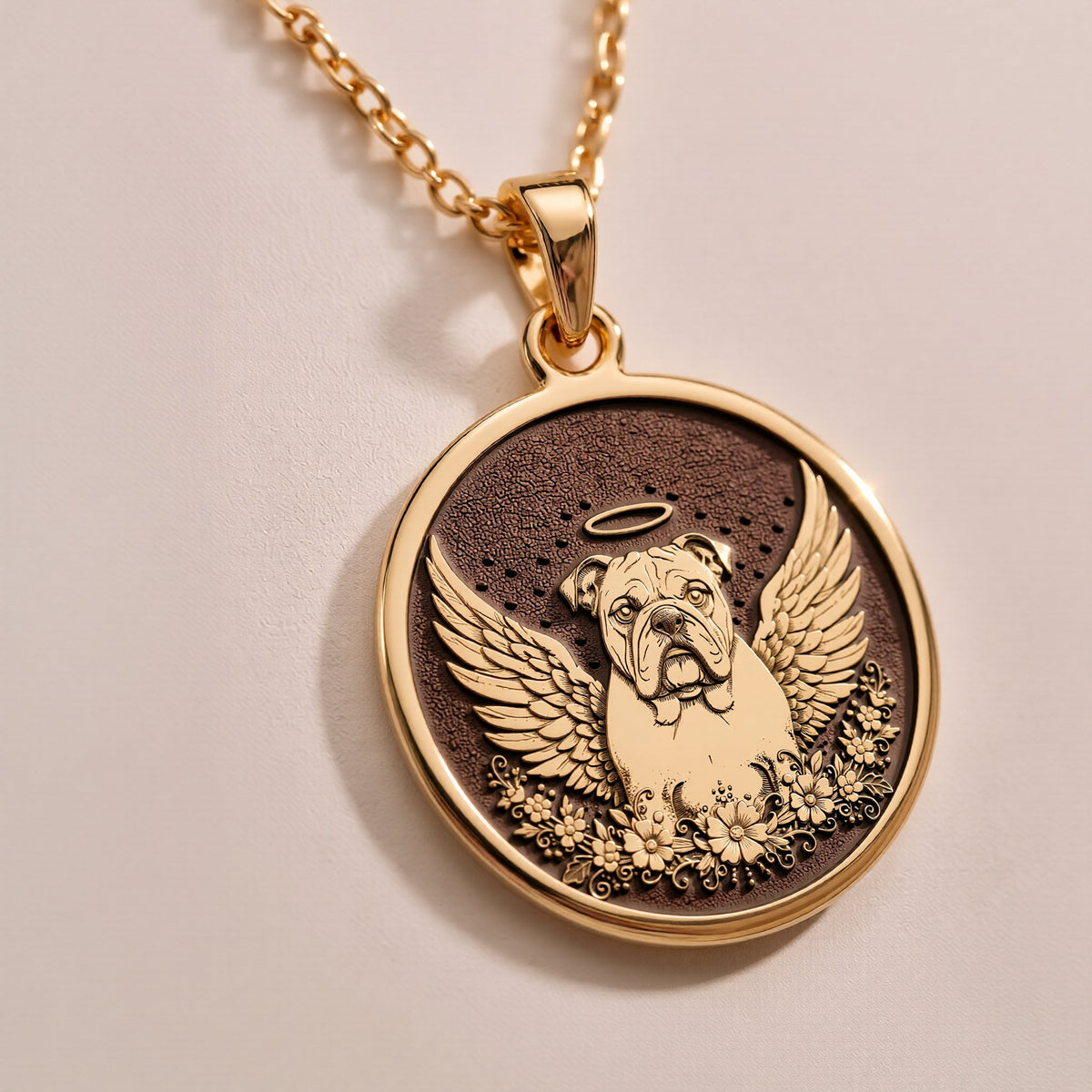 Celestial English Bulldog Medallion Pendants 925 925 Sterling Silver dog portrait pendant necklace with stars on a textured background.