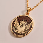 Celestial English Bulldog Medallion Pendants 14K 14K Gold Plated dog surrounded by stars circular pendant necklace