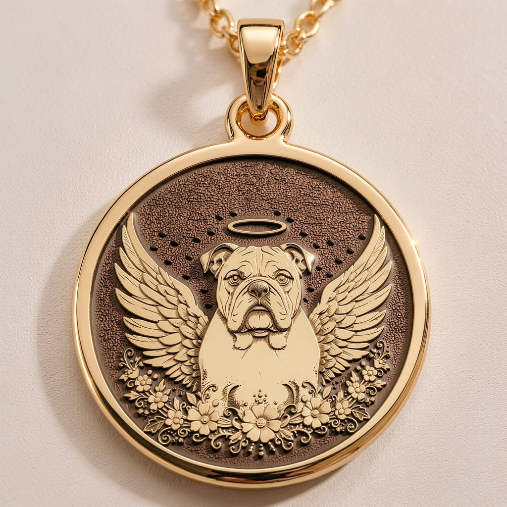 Celestial English Bulldog Medallion Pendants 925 925 Sterling Silver round pendant necklace with abstract geometric design and chain size chart.