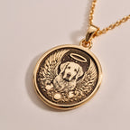925 sterling silver Angel Guardian Golden Retriever Medallion: size chart gold sizes fr...