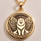 Angel Dog Samoyed Medallion | 14K Gold & Silver Options - Pet Memorial Rainbow Bridge Charm - Image 2