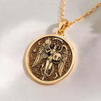 14K solid gold Aries Ram Zodiac Pendant: round  Aries zodiac sign with engraved winged ...