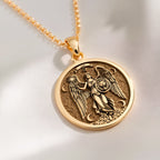 14K solid gold Leo Zodiac Sign Pendant: round  Leo zodiac sign with engraved winged god...