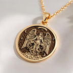 14K solid gold Pisces Zodiac Astrological Sign Necklace: round  of Pisces zodiac sign w...