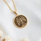 14K solid gold Pisces Zodiac Astrological Sign Necklace: round  of Pisces zodiac sign w...