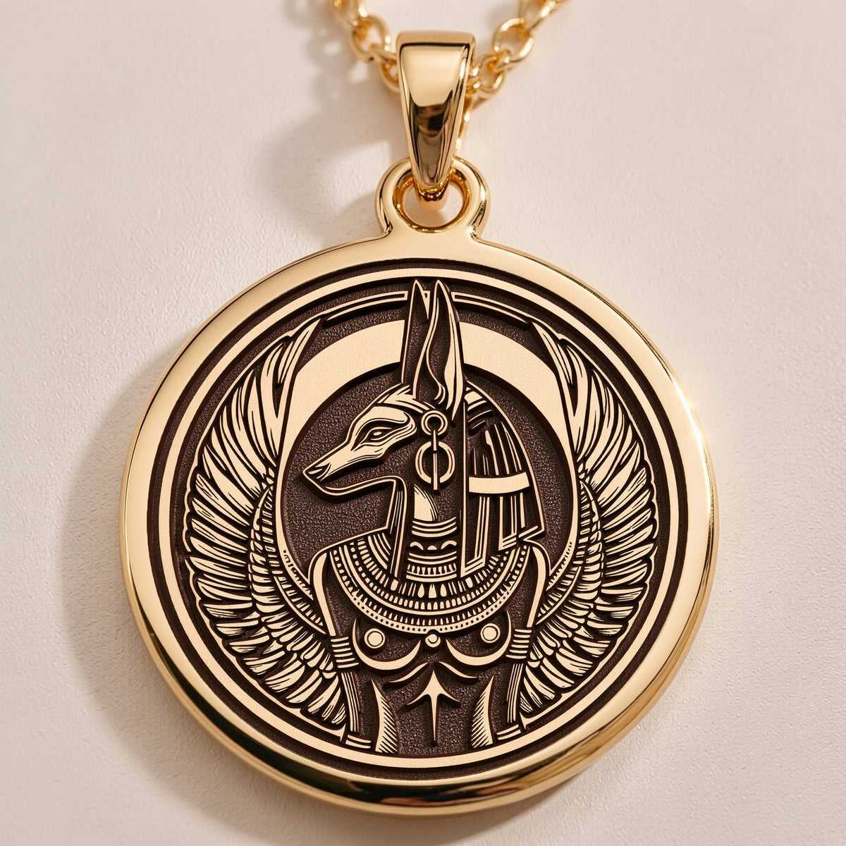 Anubis Jackal Head Necklace | 14K Gold & Silver Options - Ancient Mythology Protection Talisman - Image 2