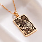 Anunnaki Alien Necklace in 14K Solid Gold 14mm — side view — Shop Luminous Luxury Crafts