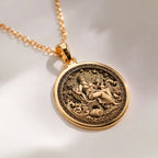 Aphrodite Greek Goddess Venus Pendant in 14K Solid Gold 14mm — side view — Shop Luminous Luxury Crafts